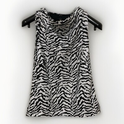 River Island Black White Sequence Top RP £59 Ladies Size 14