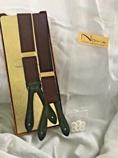 Novia Collection Suspenders Burgundy Black Adjustable Button Style NIB 60
