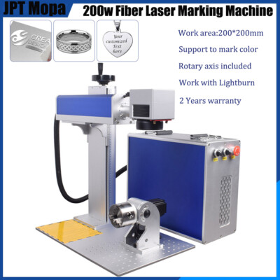 JPT 200W M7 200*200 Mopa Fiber Laser Marking Machine Rotary Quartz Len EZCAD2