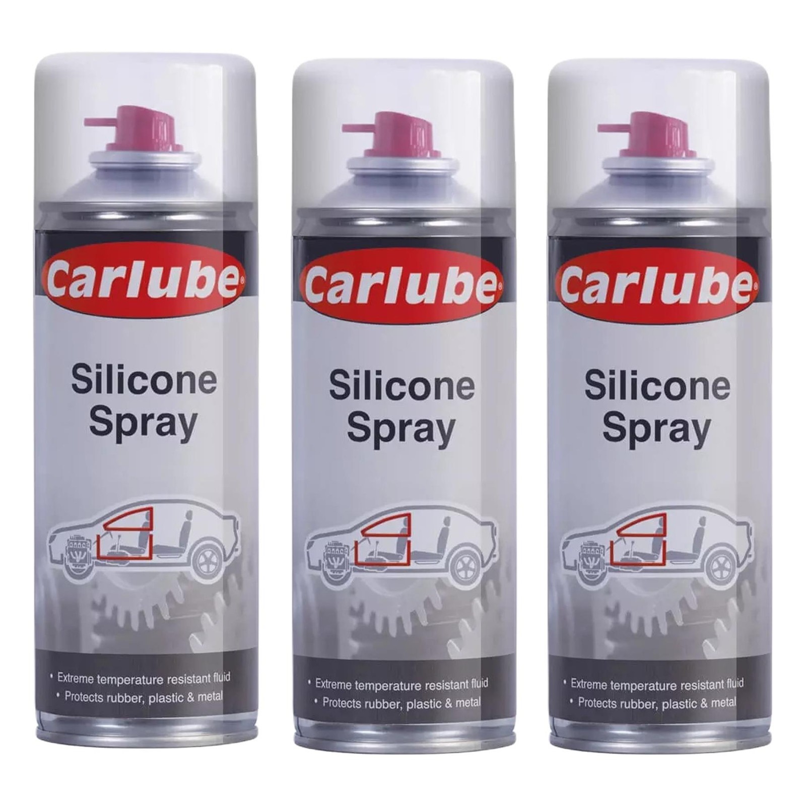 Carlube Silicone Lubricant Spray Eliminate Squeaks Sticking Treatment 400ml x3