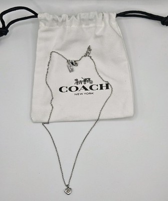 COACH Brand Signature Heart Silvertone NECKLACE With Dustbag