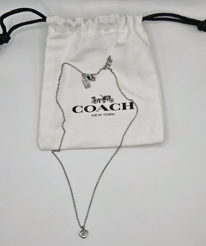 COACH Brand Signature Heart Silvertone NECKLACE With Dustbag