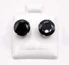 Sterling Silver Round Black Tourmaline 1ct each Stud Earrings  — photo 1