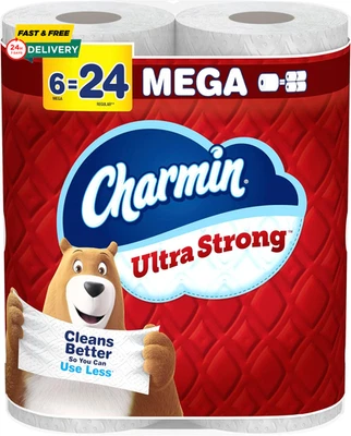 PROCTER & GAMBLE Charmin Ultra Strong Toilet Paper, 6 Mega Rolls = 24 Regular Rolls