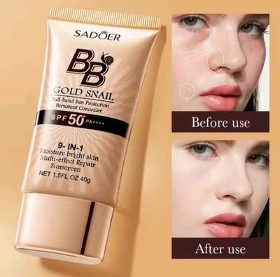 SADOER Gold Snail BB Cream SPF 50+ PA++++ 9-in-1 Moisturizing Concealer 40g