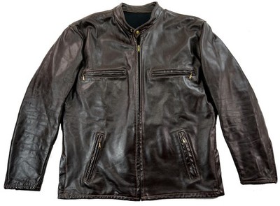 PASSAIC Cafe Racer US Vintage Biker Motorrad Lederjacke Braun 50 M-L Langversion