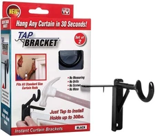 Bronze Tap Bracket - Hang Curtains in 30 Seconds! No Drill Instant Curtain Ro...