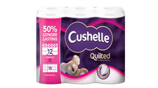 Cushelle Quilted 3-Ply Toilet Rolls 50% Longer Rolls Pack of 12