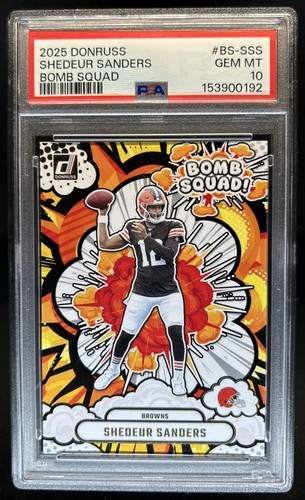 2025 Panini Donruss Shedeur Sanders Bomb Squad Rookie RC #BS-SSS Browns PSA 10