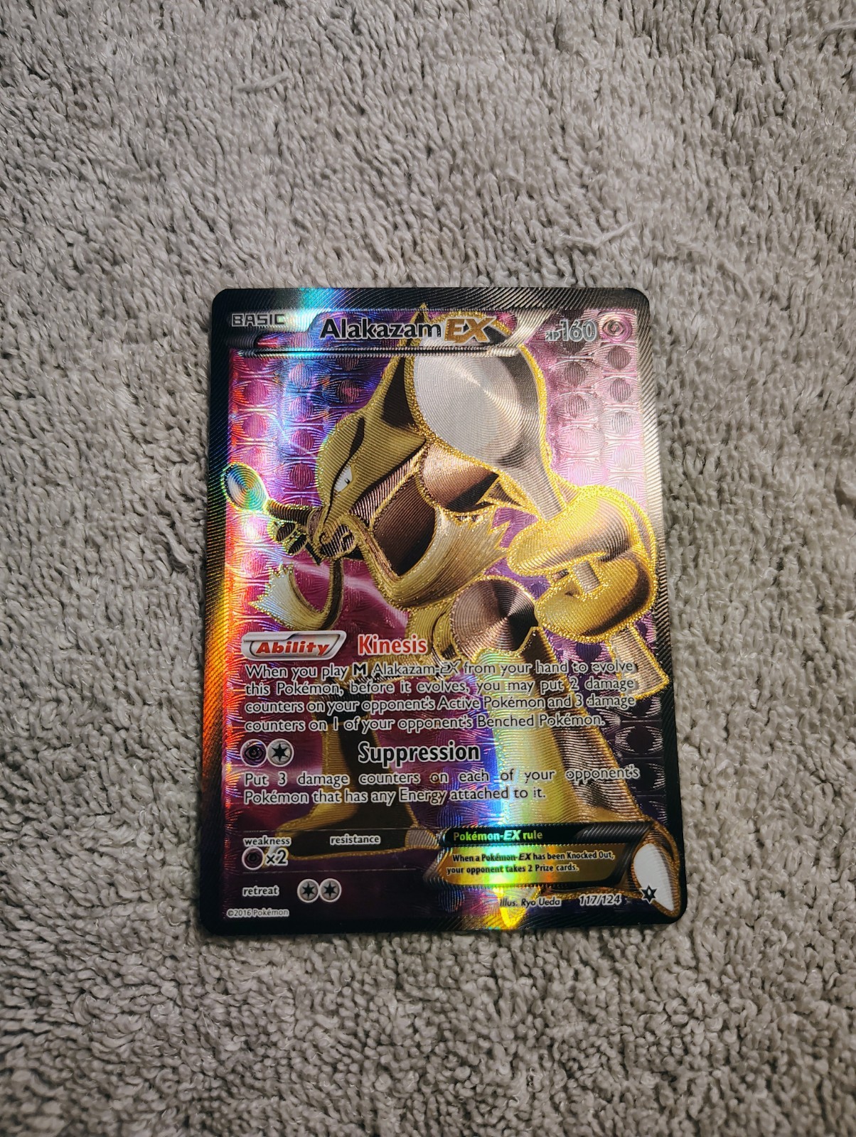 Alakazam EX (Full Art) 117/124 Fates Collide Holo Rare Pokemon Card Near Mint