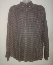 Ralph Lauren Men's Shirt XL Long Sleeve Button Down Classic Fit Plaid Brown