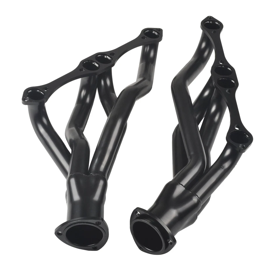 Cabezales de escape SS negros para Chevy bloque pequeño SB V8 262 265 283 305 327 350 400 Foto 2 de 4