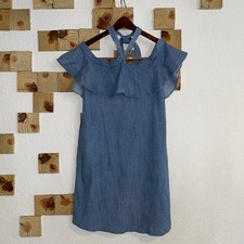 Alice + Olivia Women’s Size Small Alexia Off-The-Shoulder Chambray Halter Dress