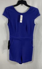 Bebe Damen Taylor Krepp Strick Strampler royalblau strukturiert Neu mit Etikett Größe 4
