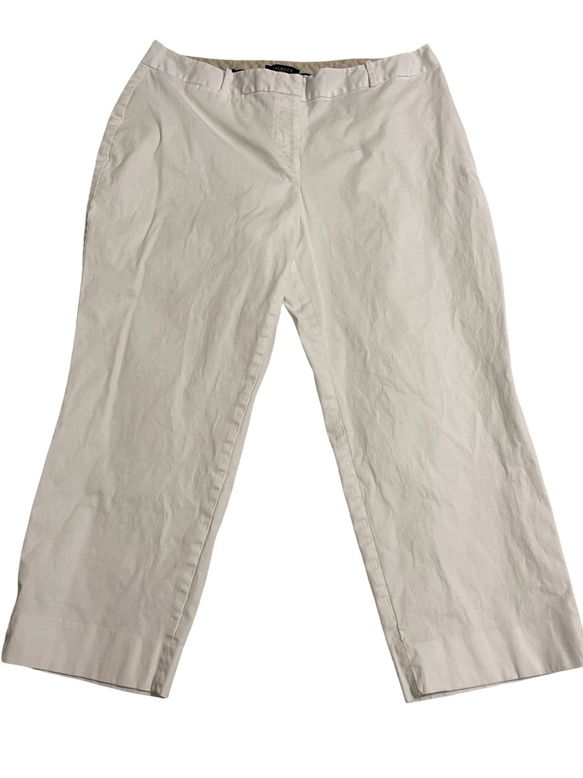 TALBOTS Woman Curvy Fit White Beachy Chino Cropped Capri Pants Size 16W