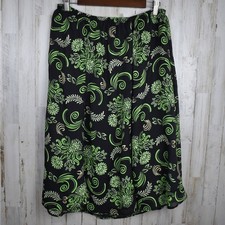 Y2K vintage black/green floral midi length drapey skirt size 14 fairy whimsigoth