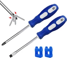 4 Inch Long Phillips and Flat Head Screwdriver Set 2 Pack Insulated Magnetic Slo