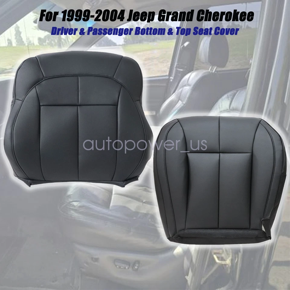 For 1999 2000 2001 2002 2003 2004 Jeep Grand Cherokee Leather Seat Cover Black - Image 3 of 4