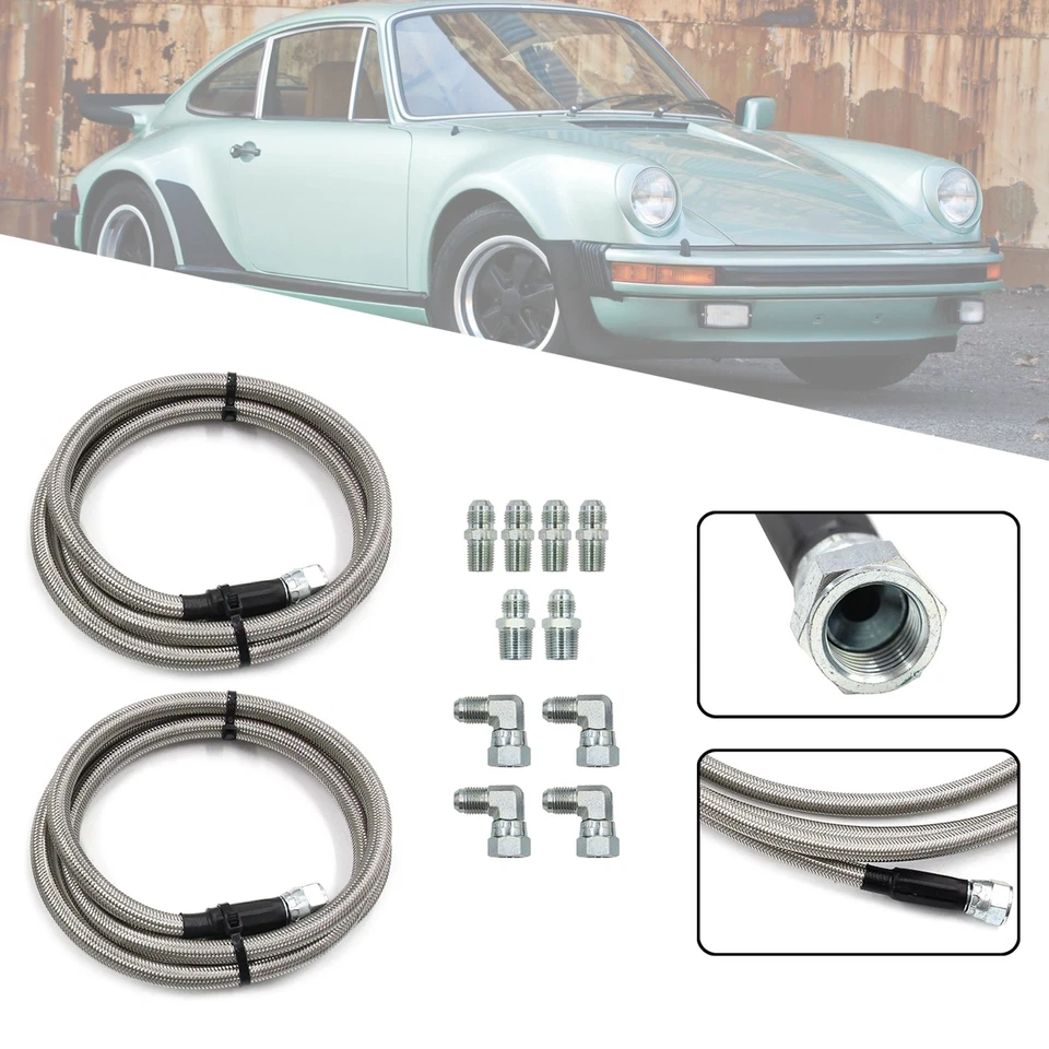 52" Length SS Braided Transmission Cooler Hose Lines Fits TH350 700R4 TH400 Foto 3 de 4