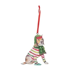Gallerie II Elf Dog Ornament Red
