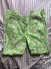 Lily Pulitzer Bootcut Green And Pink Floral Women  s Pants Vintage Rare Size 8