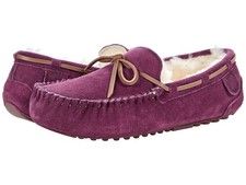 Dearfoams Women's Fireside Water Resistant Shearling Victoria Moc with Tie Sl...