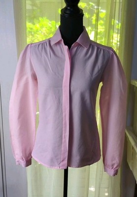 Vintage Paco Eligio Women's Medium Button Up Long Sleeve Blouse, Pink