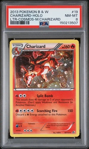 2013 POKEMON B&W LEGEND TREASURES COSMOS-MEGA CHARIZARD #19 CHARIZARD-HOLO PSA 8