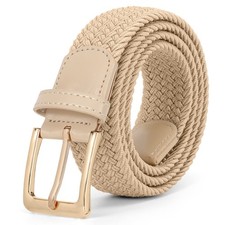 Women Braided Woven Elastic Stretch Belt Men Web Casual Belt for Pants Jeans ...