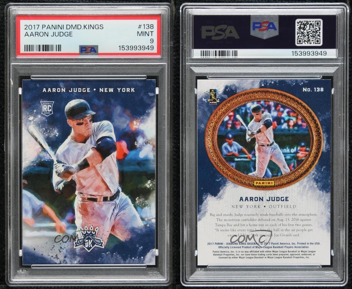 2017 Panini Diamond Kings Rookies Aaron Judge #138 PSA 9 MINT RC view 3