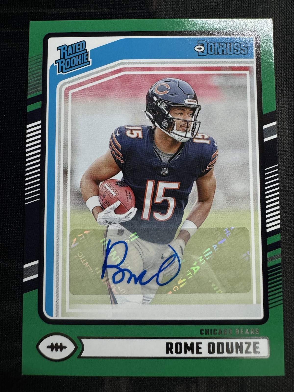 2024 Donruss Rated Rookie Rome Odunze Auto Green No. 309 Rookie Bears