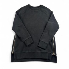 Varley Ribbed Sweatshirt Women s XS Black Crewneck Gold Zipper Athleisure