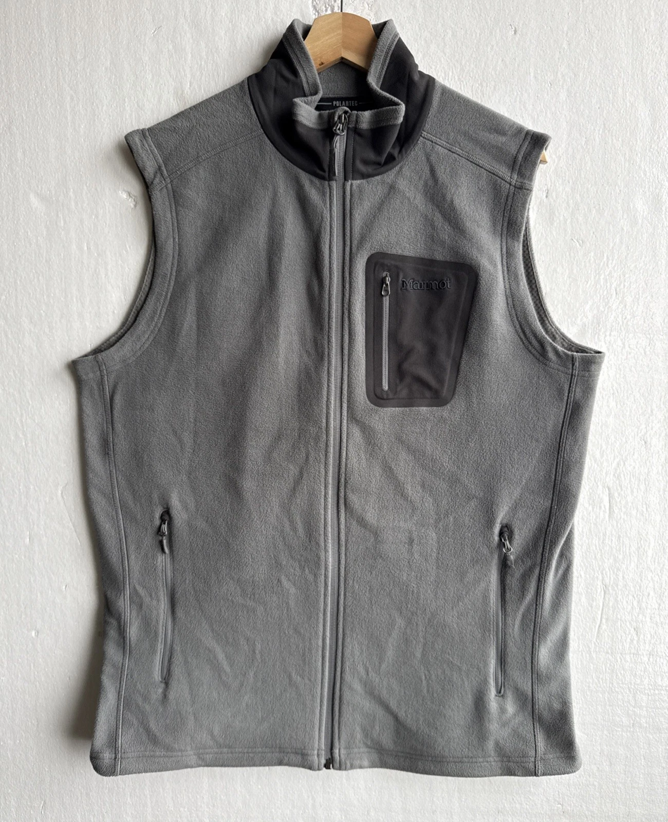 Marmot Polartec Fleece Full Zip Vest Gray Men's Large Outdoor Activewear Golf