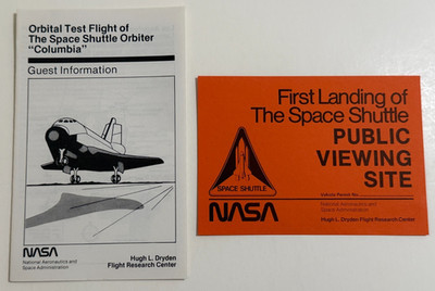 1981 NASA First Landing of Space Shuttle Columbia Guest Info & Pass Edwards AFB