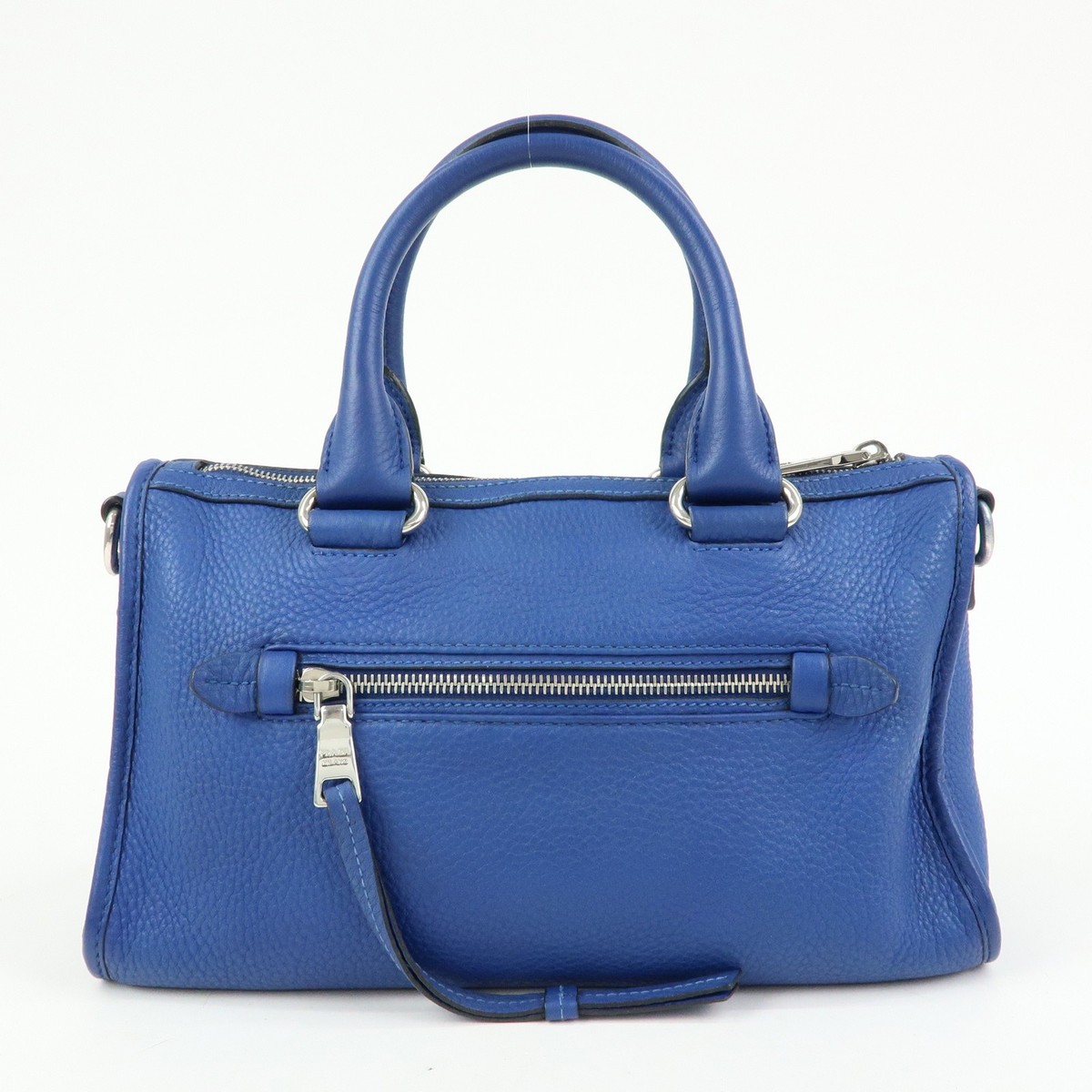 PRADA Leather 2Way Bag Hand Bag Shoulder Bag Blue BL0805 Authentic
