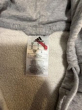 Adidas Heather Grey Full Zip Up Hoodie Sweatshirt with 3-Stripes Size Small
