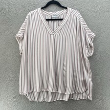 Nine West Jeans Top Women  Extra Extra Large White Red Striped Relaxed Lagenlook