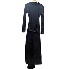 New Prettylittlething Dress Womens Pencil Maxi Size 12 Black Stretch Knit