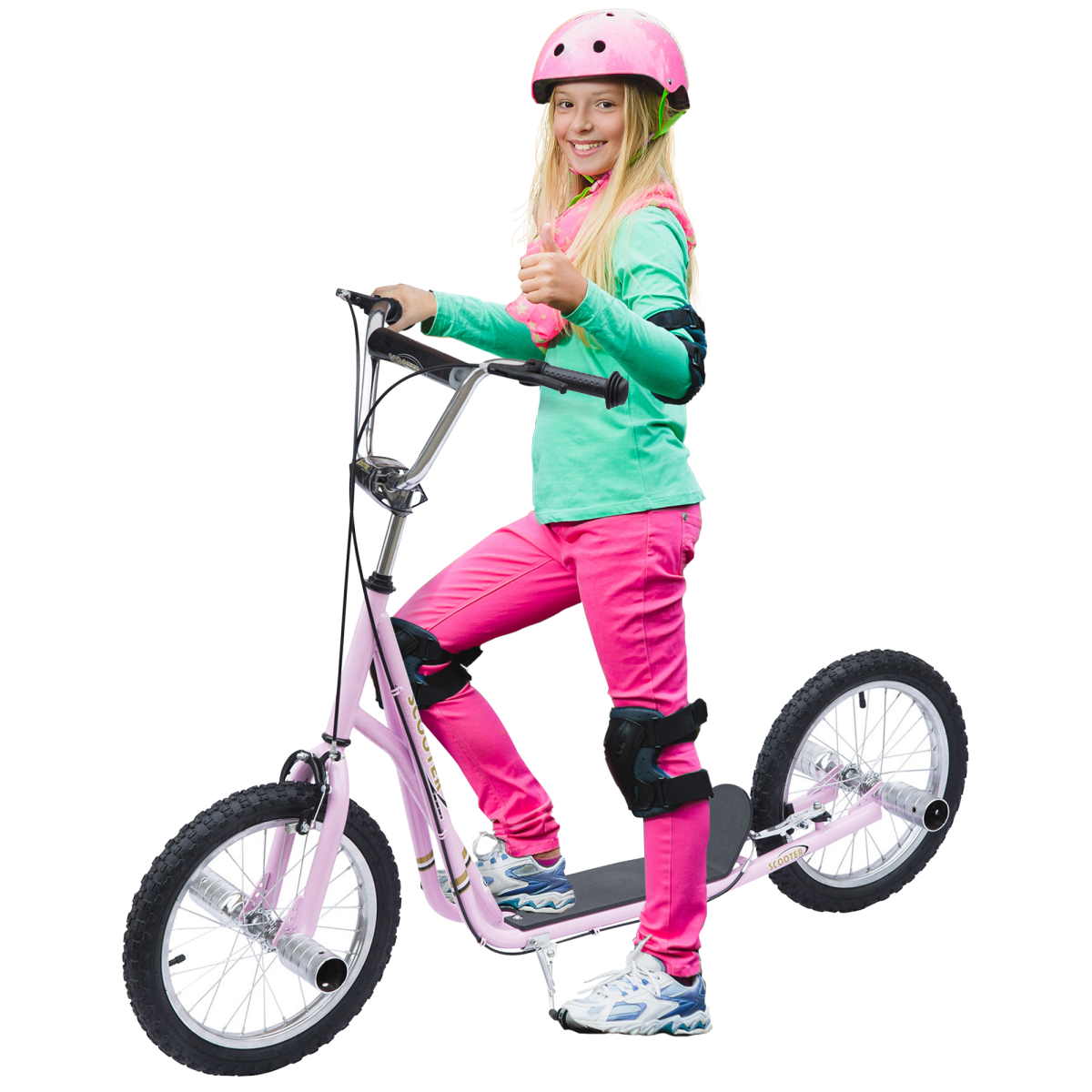 Teen Scooter 16"" Children Stunt Tyres Adjustable Height, Pink - Image 2