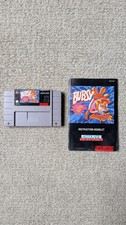 Bubsy Super Nintendo Cartridge & Manual SNES Tested Working 