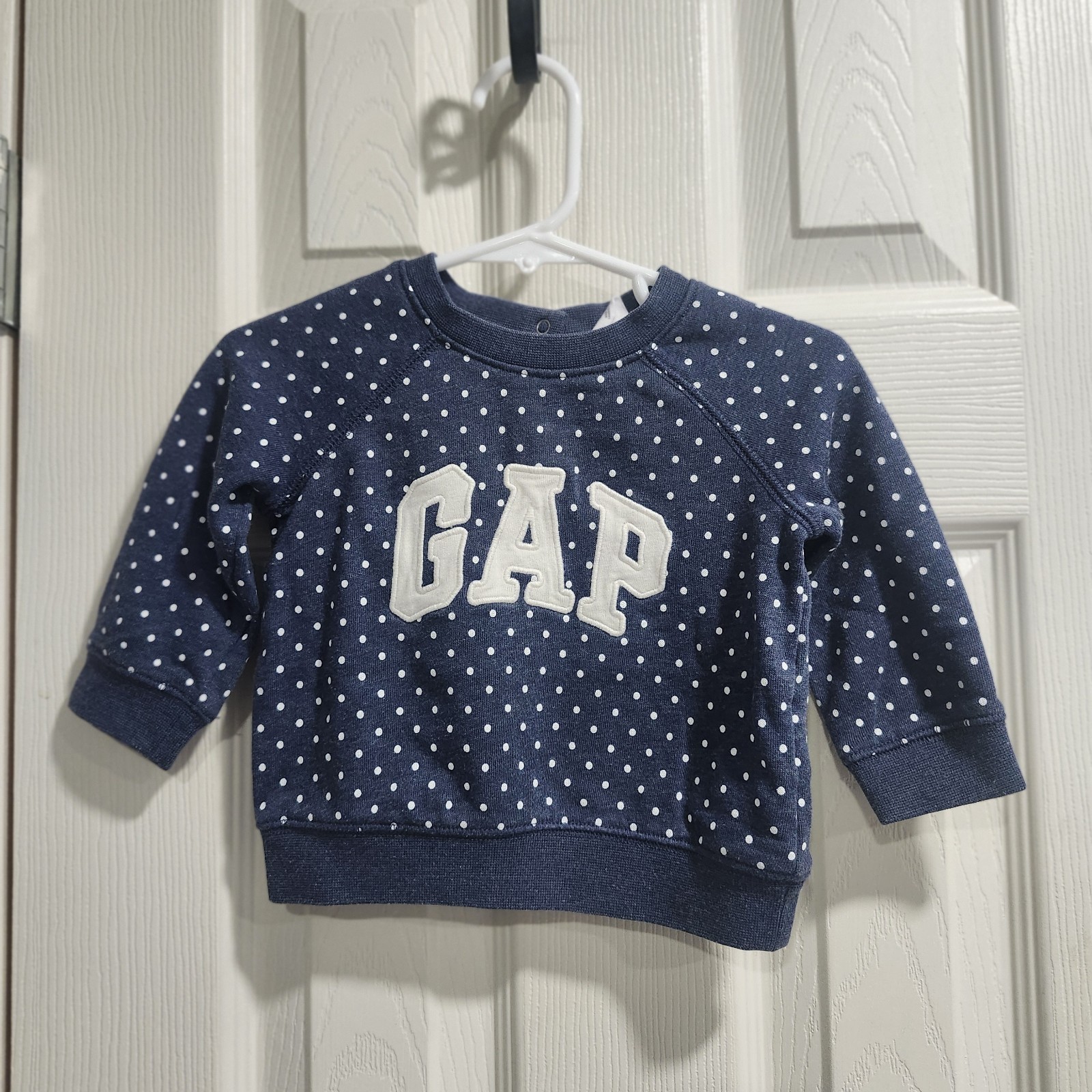 Gap 6-12 Month Blue Polka Dot Sweatshirt With Gap Logo
