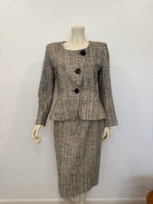 VTG Christian Dior 90 s Skirt Suit Womens Lined USA Fits Sz 4 Peplum Tweed