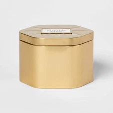 Threshold Lidded Metal Tin Candle Fireside Glow 18oz Gold 3-Wick