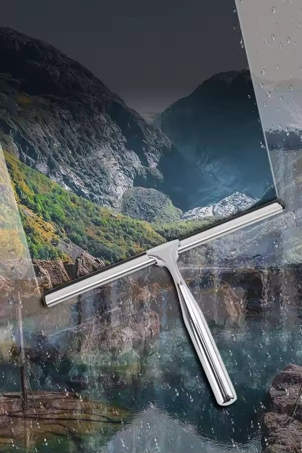 Shower Squeegee for Glass Doors, Stainless Steel Squeegee for Shower Glass