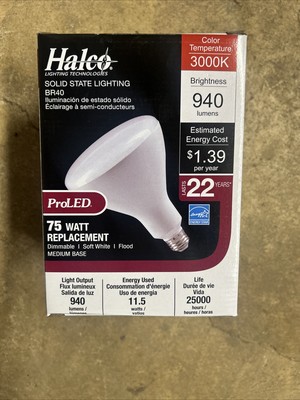 Halco Lighting 80980 LED BR40 Flood 11.5W, 3000K, Dimmable, Medium E26 Base, 