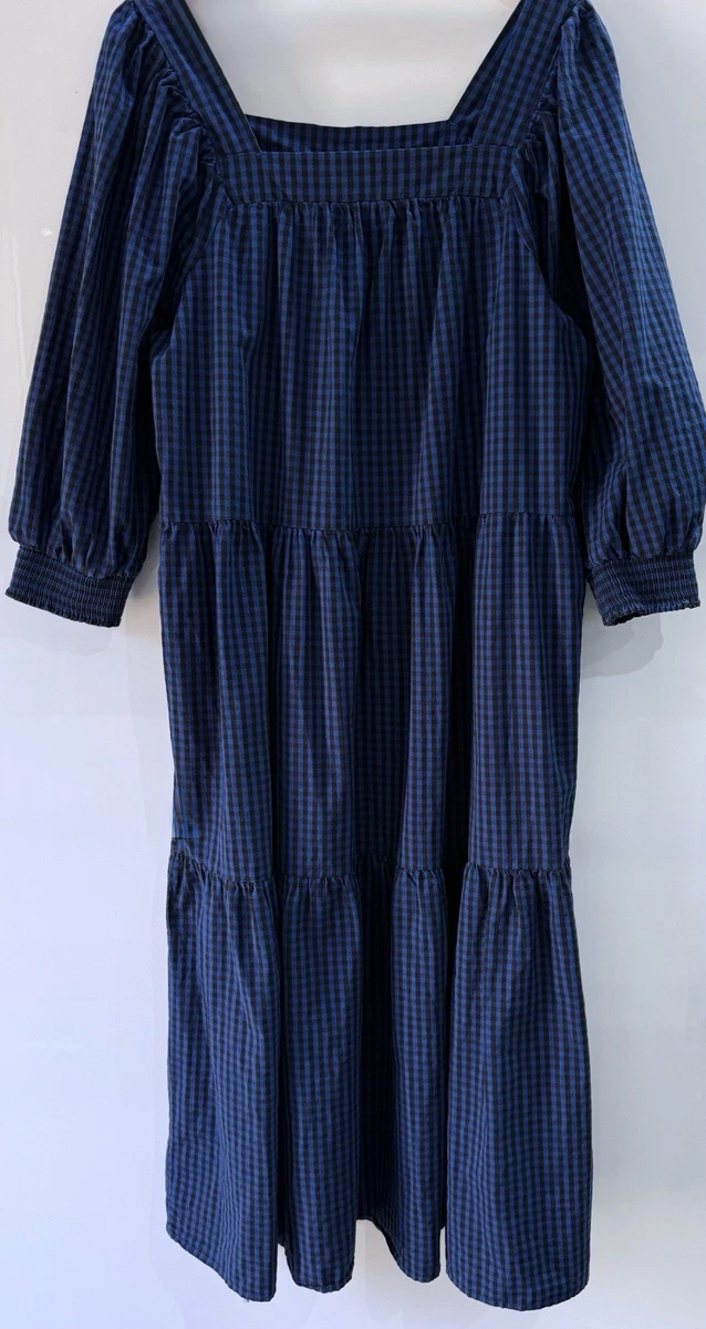 summer dress for plus size ladies Plus Size Summer Dress Crew Neck Ruffle with Pockets-Navy, XL