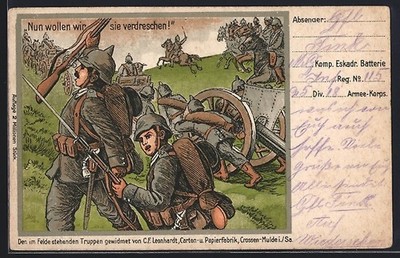 AK now we want to screw them, German artillery with guns at Angr 