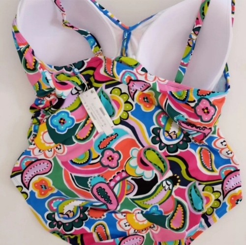 Costume da bagno donna Bleu Rod Beattie nuovo con etichette buco della serratura vita increspata pezzo unico taglia 22W $139 - Foto 5 di 7