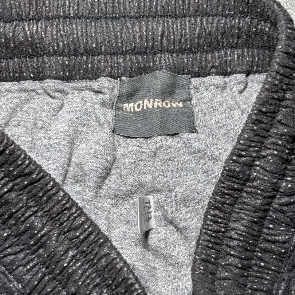 Monrow 裤子女式小号黑色/灰色抽绳网眼运动裤休闲美国 — 第 4/4 张图片