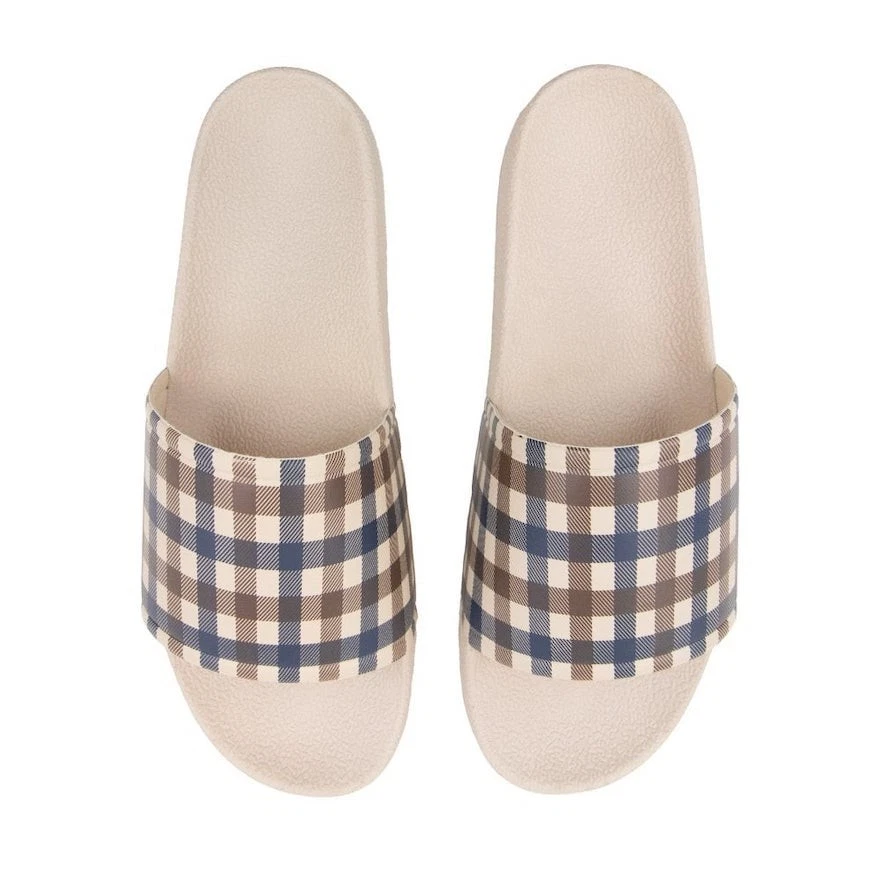 Aquascutum Active Iconic Club Check Sliders Beige UK Size 9 BNIB
